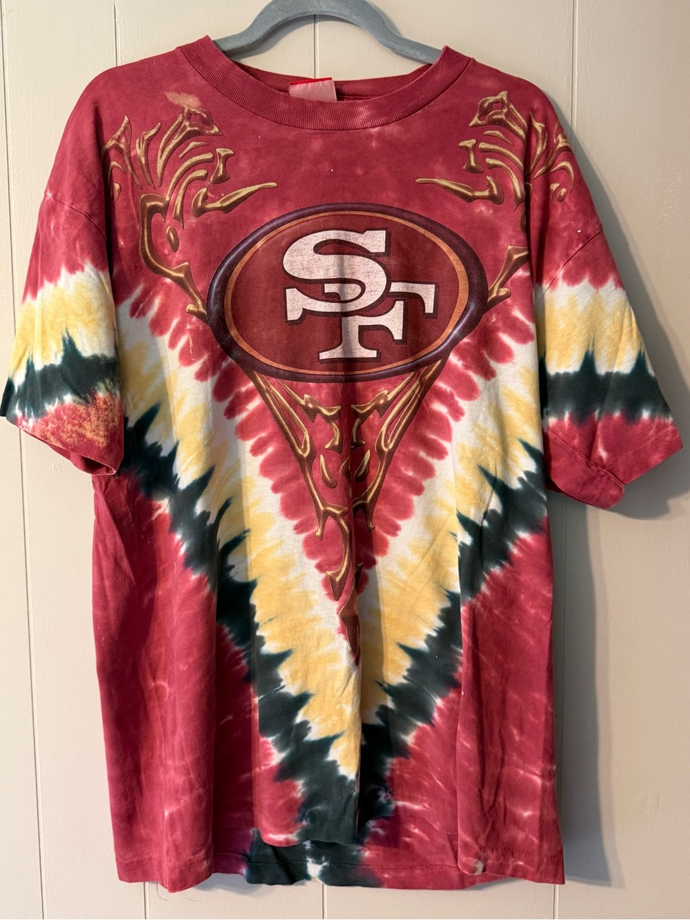 Vintage San Francisco 49ers Tie Dye Single Stitch T-Shirt NFL All Over Print AOP